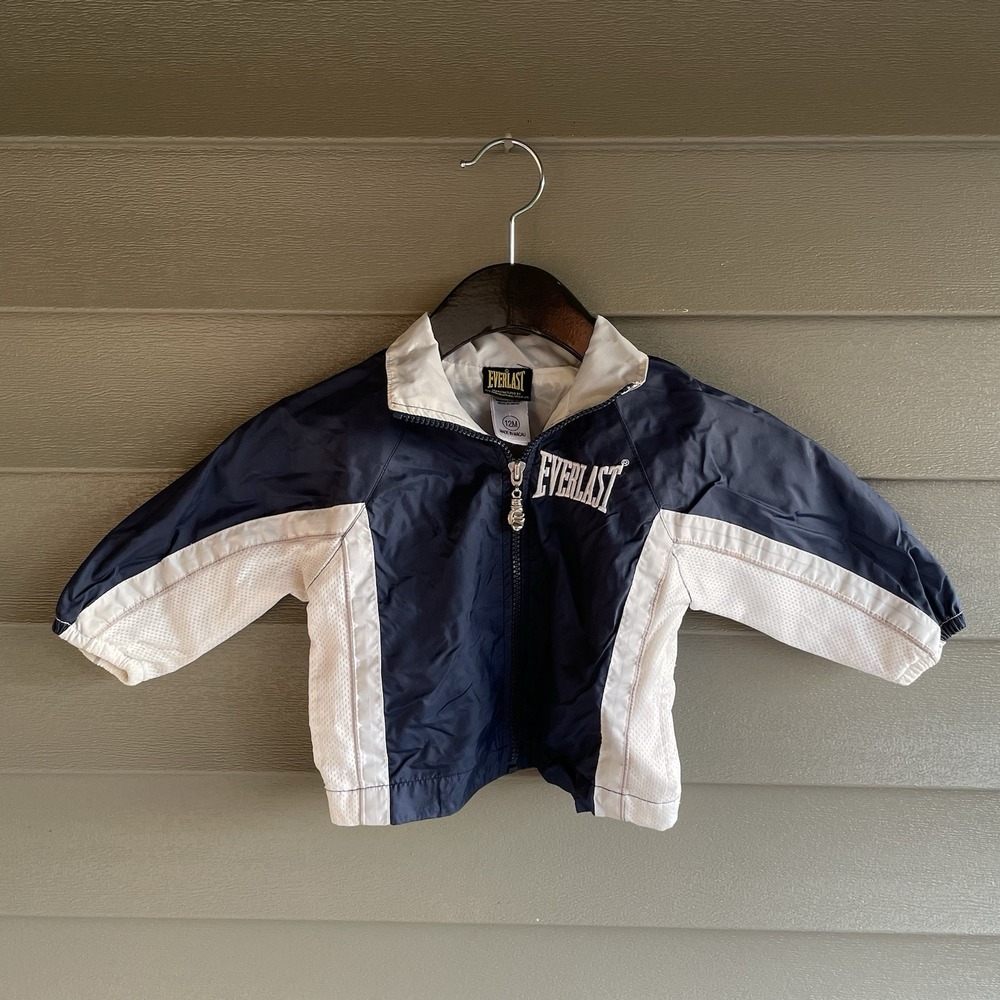 Everlast Baby Boys Windbreaker Jacket 12M Blue White Full Zip Lightweight
